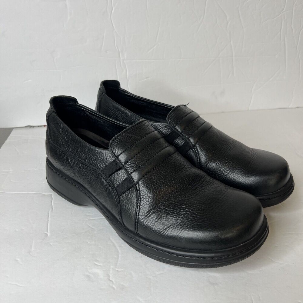 Dansko Women's Black Leather Elastic Side Clogs Slip On Sz 40 9.5/ 10 US
